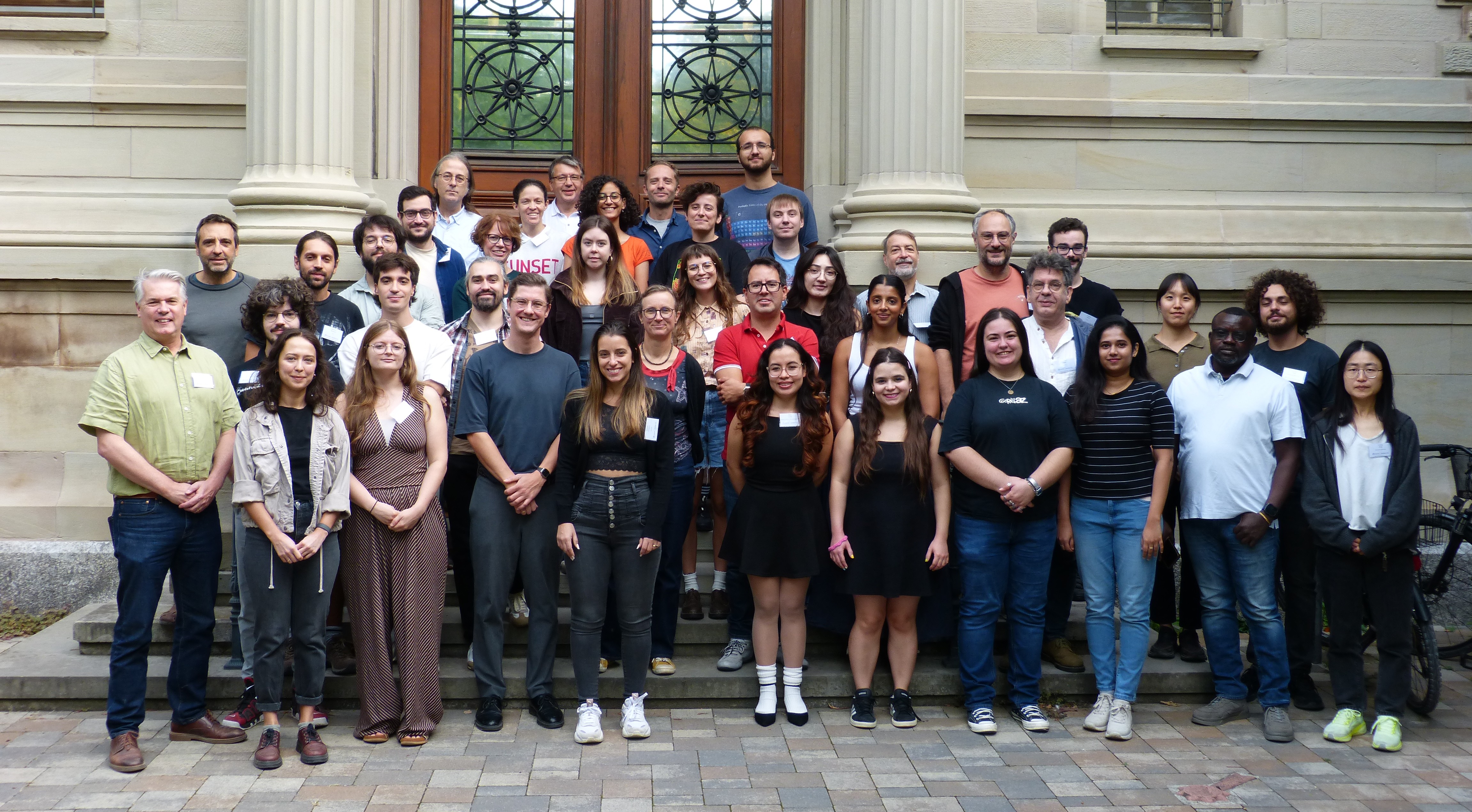 A photography of all the participants and tutors, taken on the second day of the event in front of Strasbourg's astronomical observatory.